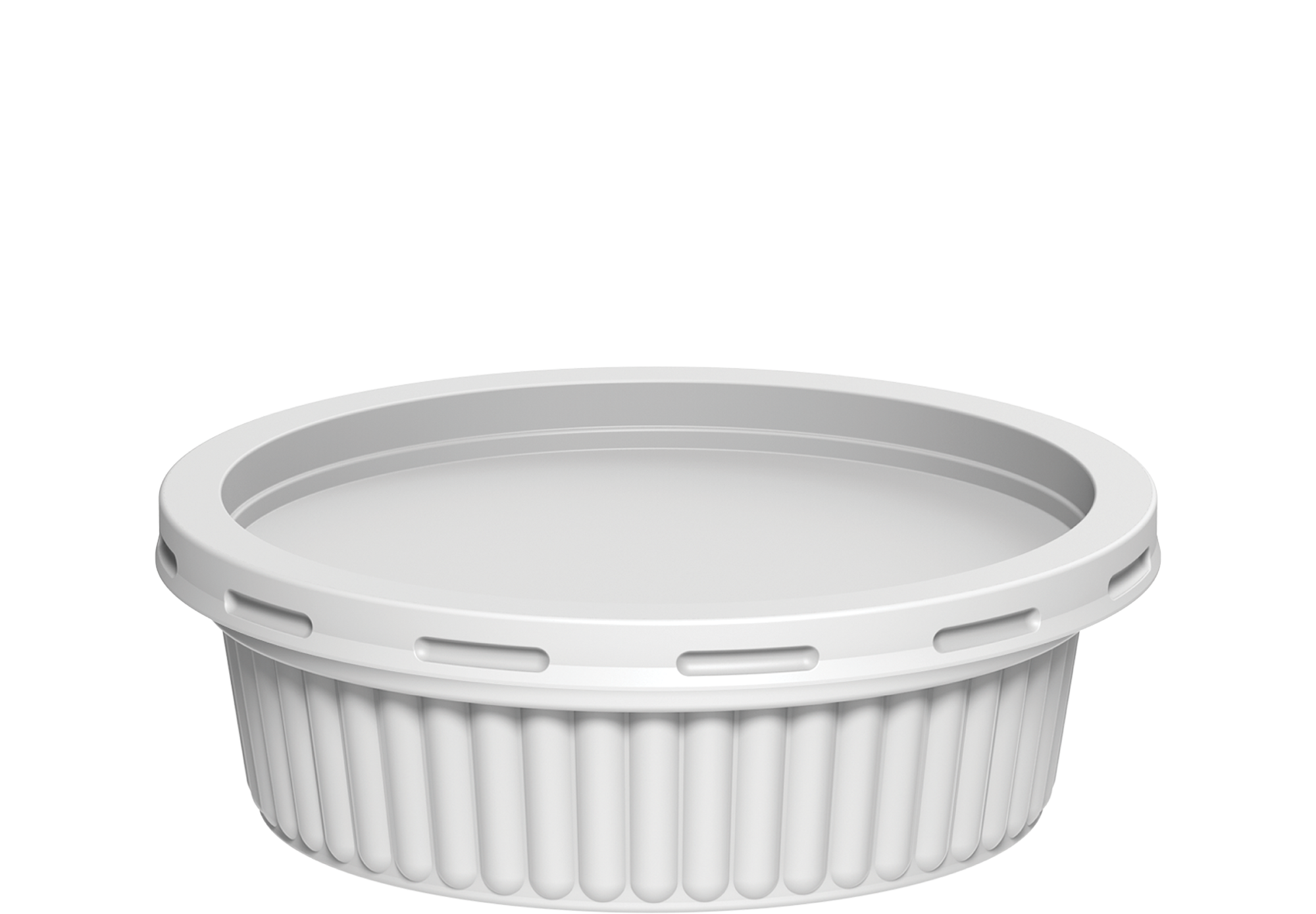 200 ml Pack of 20 Plastic White Ribbed Catering Containers with White Lids