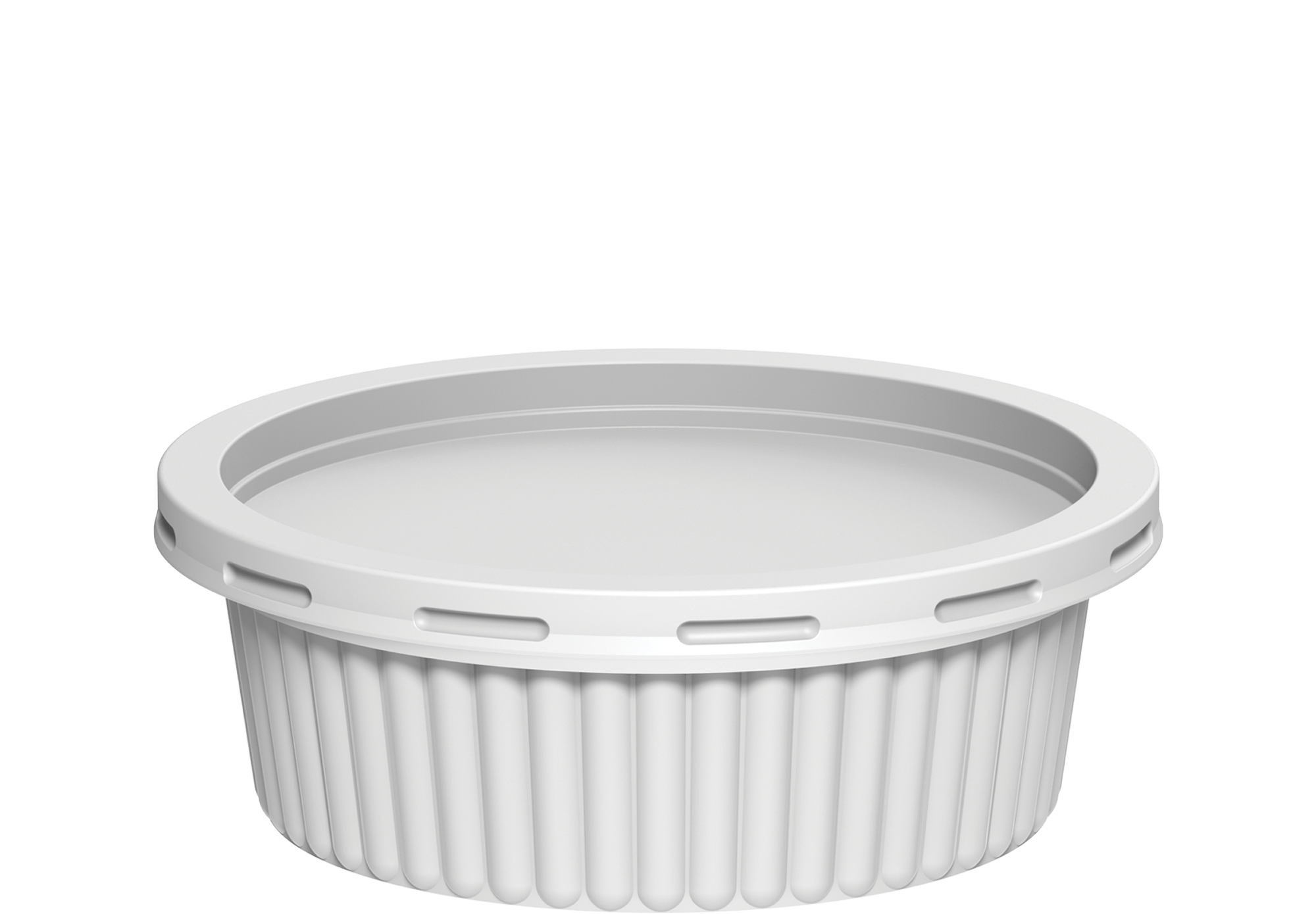 200 ml Pack of 20 Plastic White Ribbed Catering Containers with White Lids