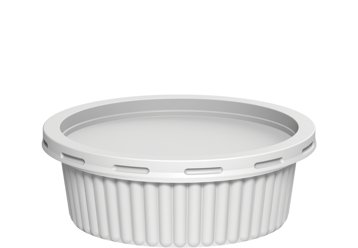 Plastic White Ribbed Catering Containers with White Lids
