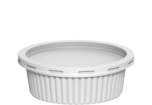 Plastic White Ribbed Catering Containers with White Lids