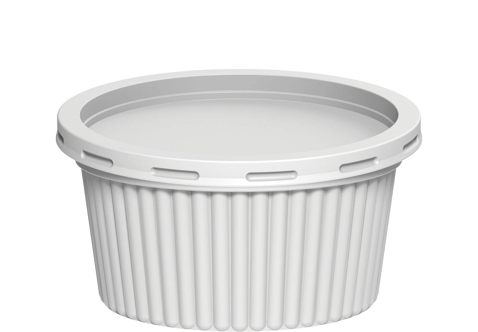 350 ml Pack of 20 Plastic White Ribbed Catering Containers with White Lids