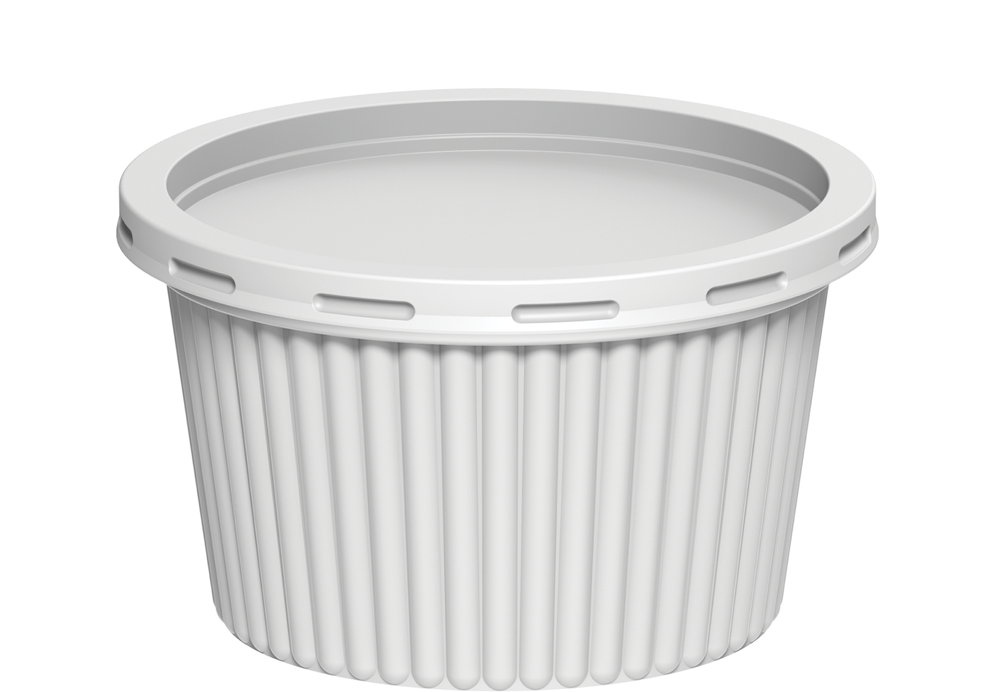 400 ml Pack of 20 Plastic White Ribbed Catering Containers with White Lids