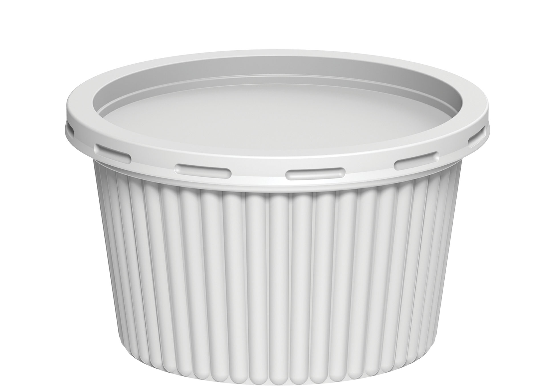 400 ml  Plastic White Ribbed Catering Containers with White Lids