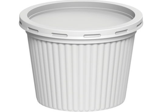 White Ribbed Catering Containers with White Lids