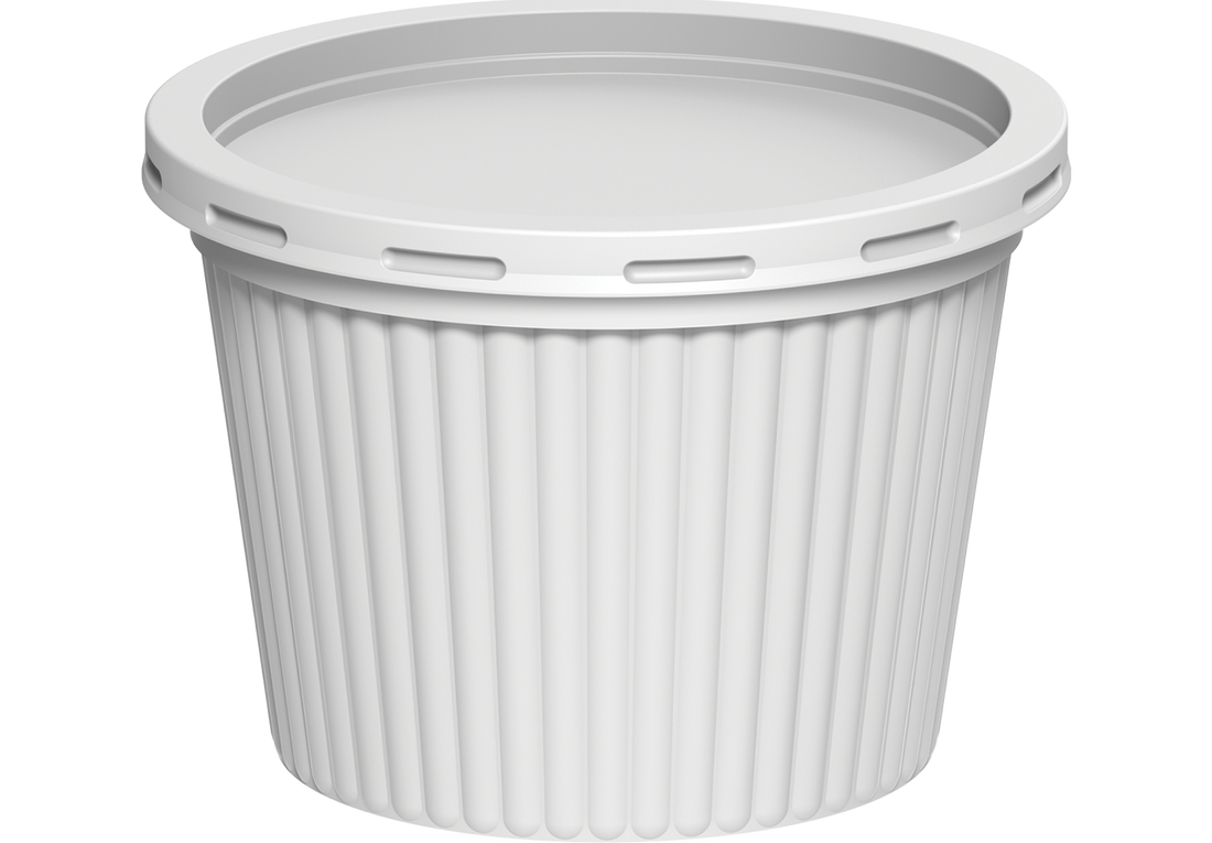 White Ribbed Catering Containers with White Lids