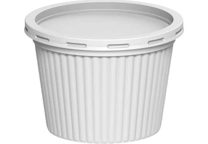 White Ribbed Catering Containers with White Lids