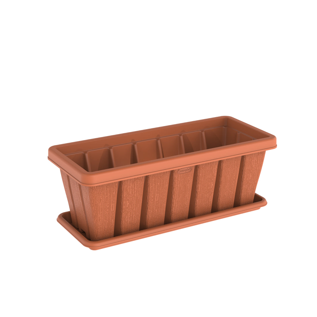 24" Cedargrain Rectangular Planter with Tray