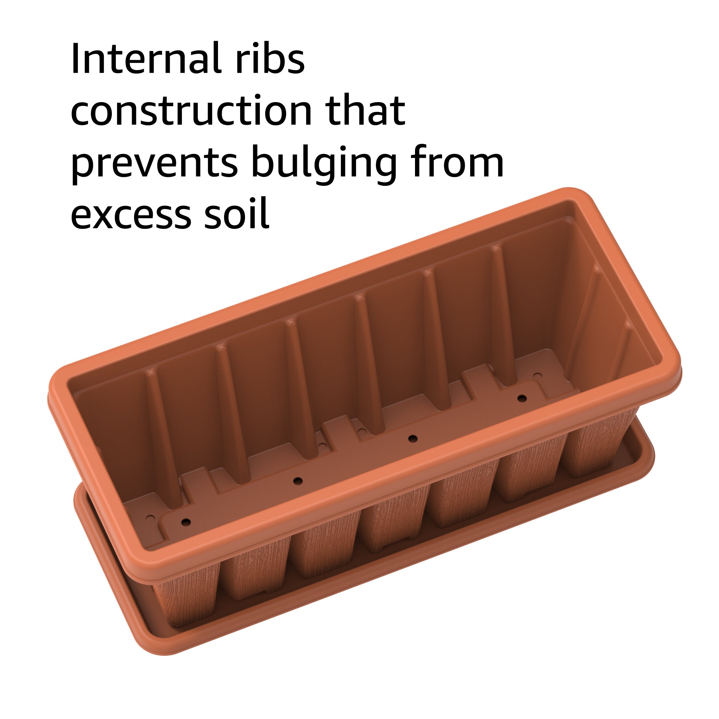 24" Cedargrain Rectangular Planter with Tray