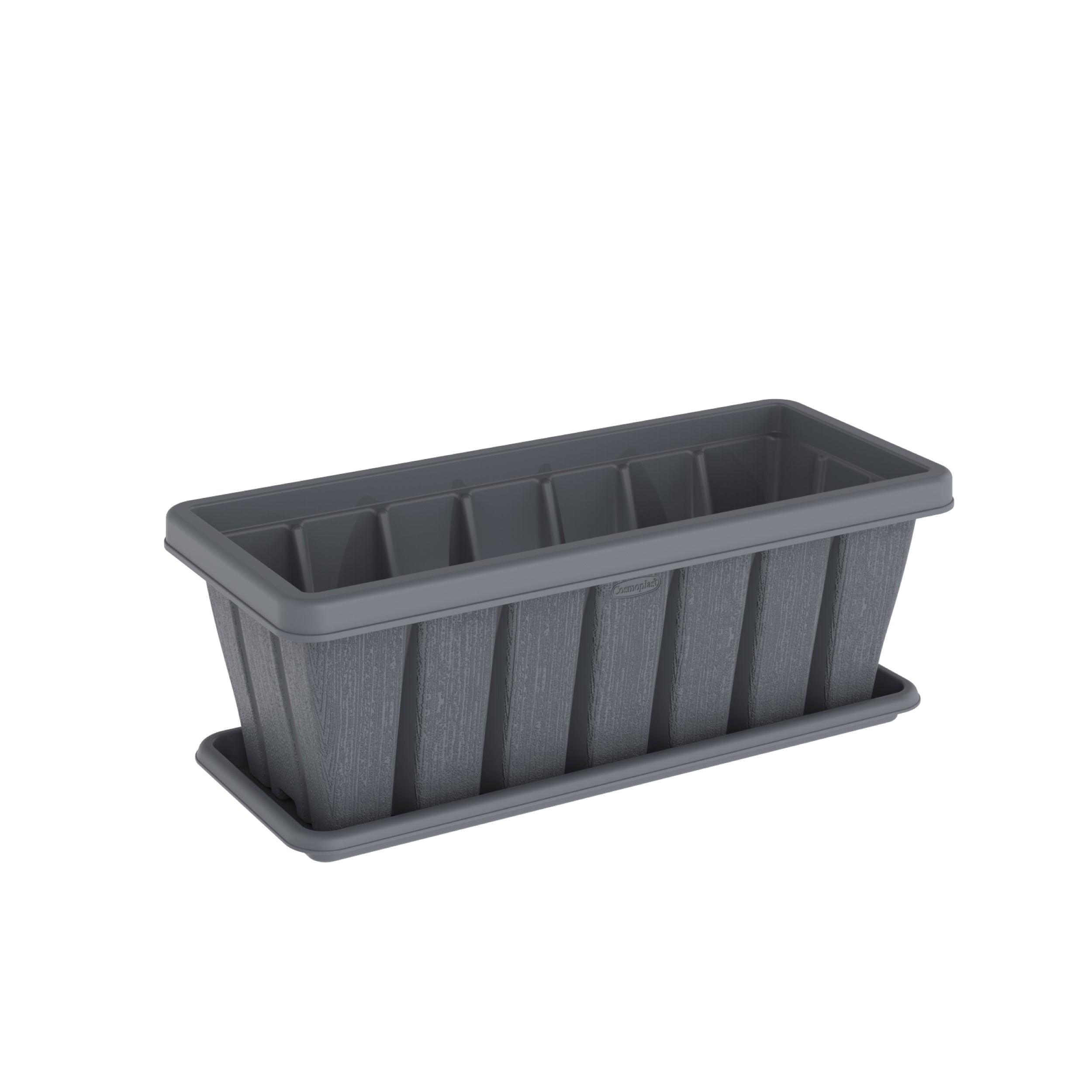 24" Cedargrain Rectangular Planter with Tray