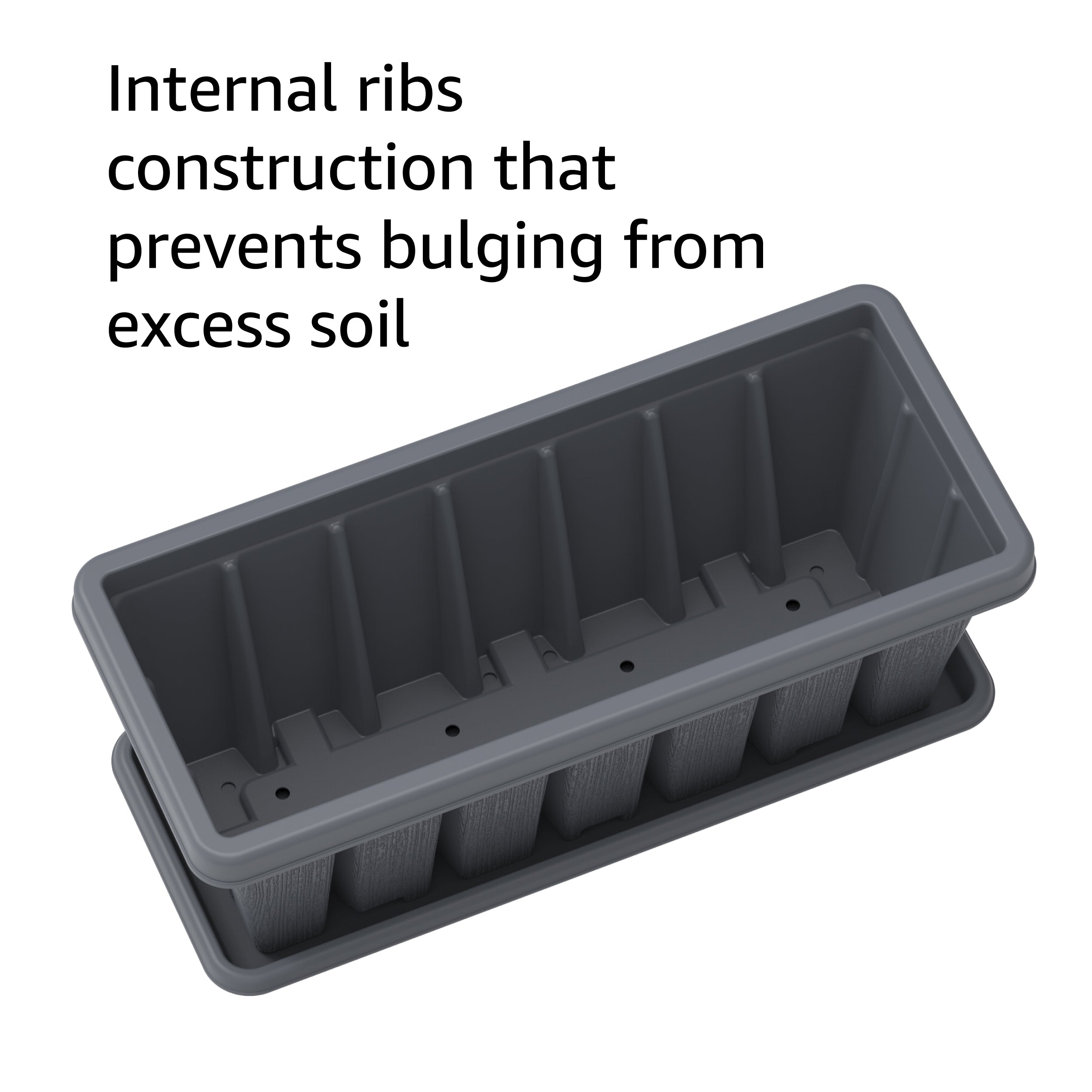 24" Cedargrain Rectangular Planter with Tray