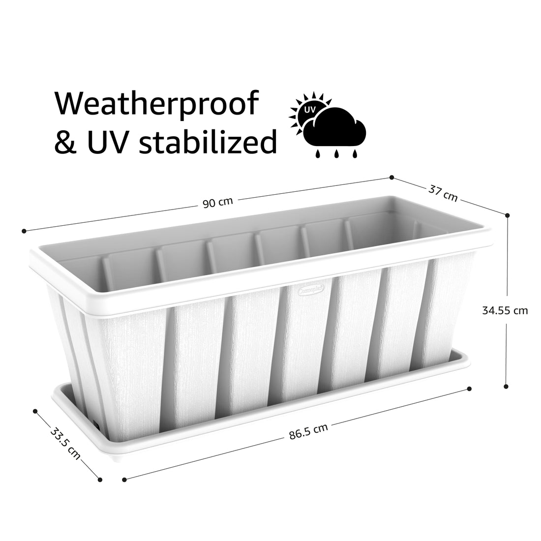 Cosmoplast 36" Cedargrain Rectangular Planter with Tray