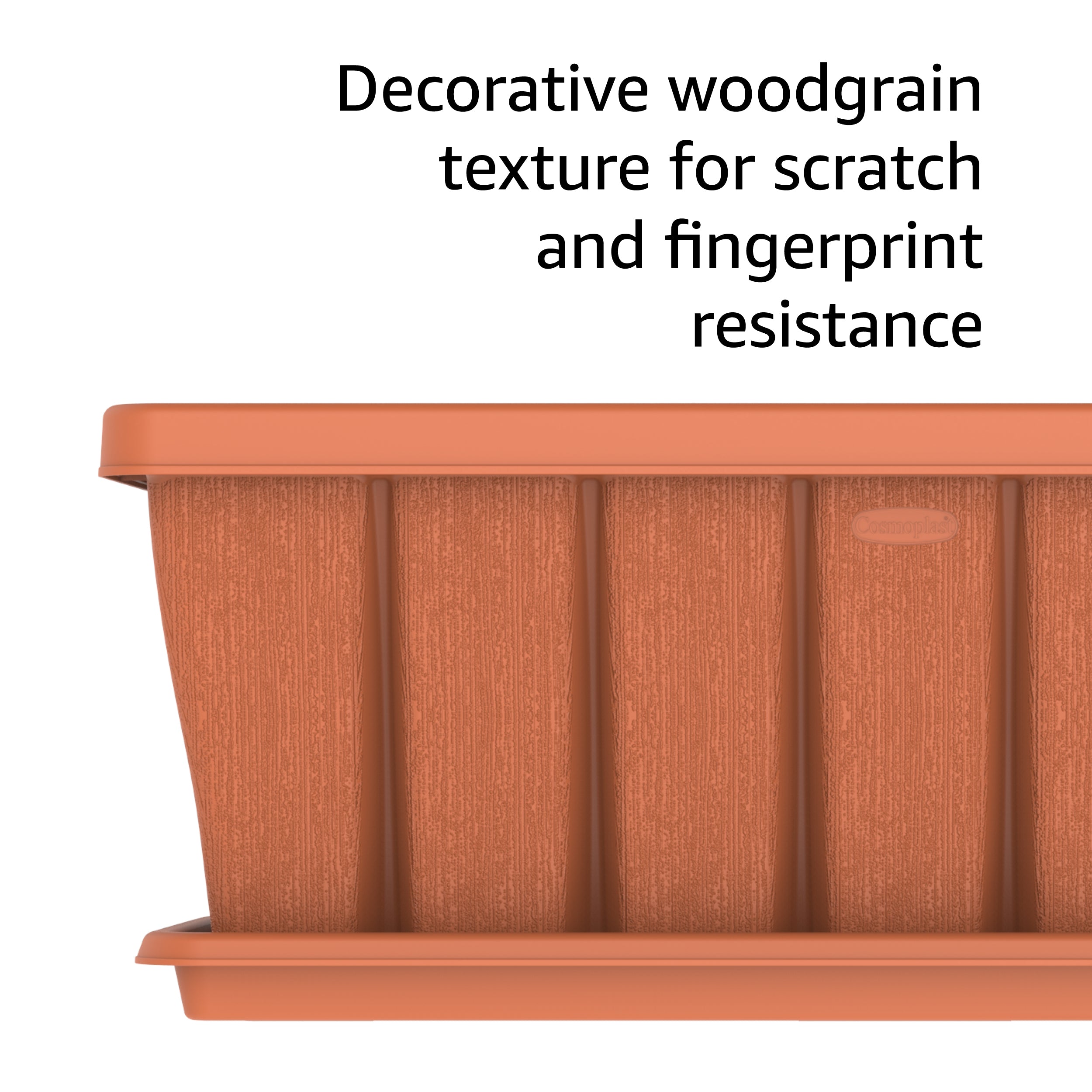 Cosmoplast 36" Cedargrain Rectangular Planter with Tray