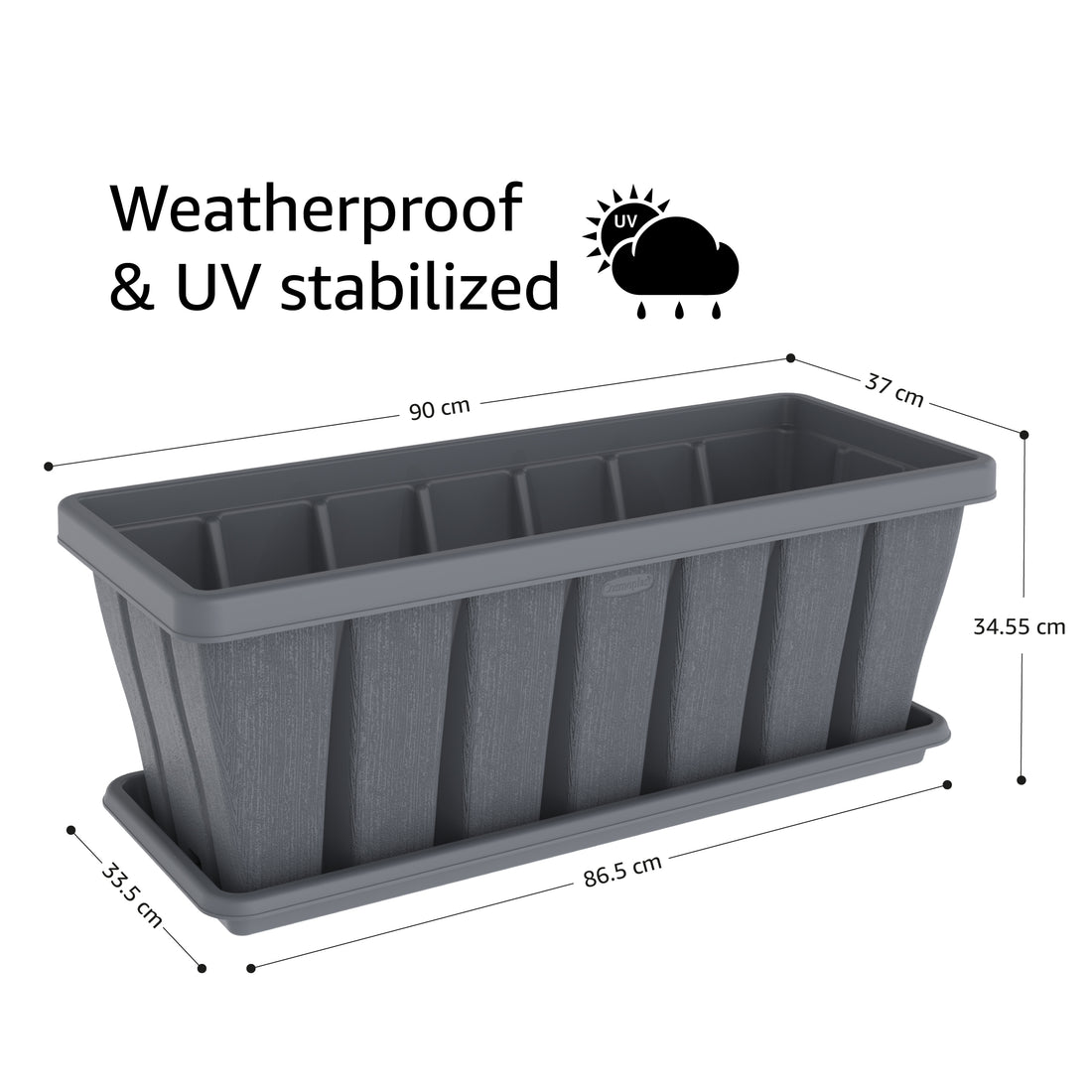 Cosmoplast 36" Cedargrain Rectangular Planter with Tray