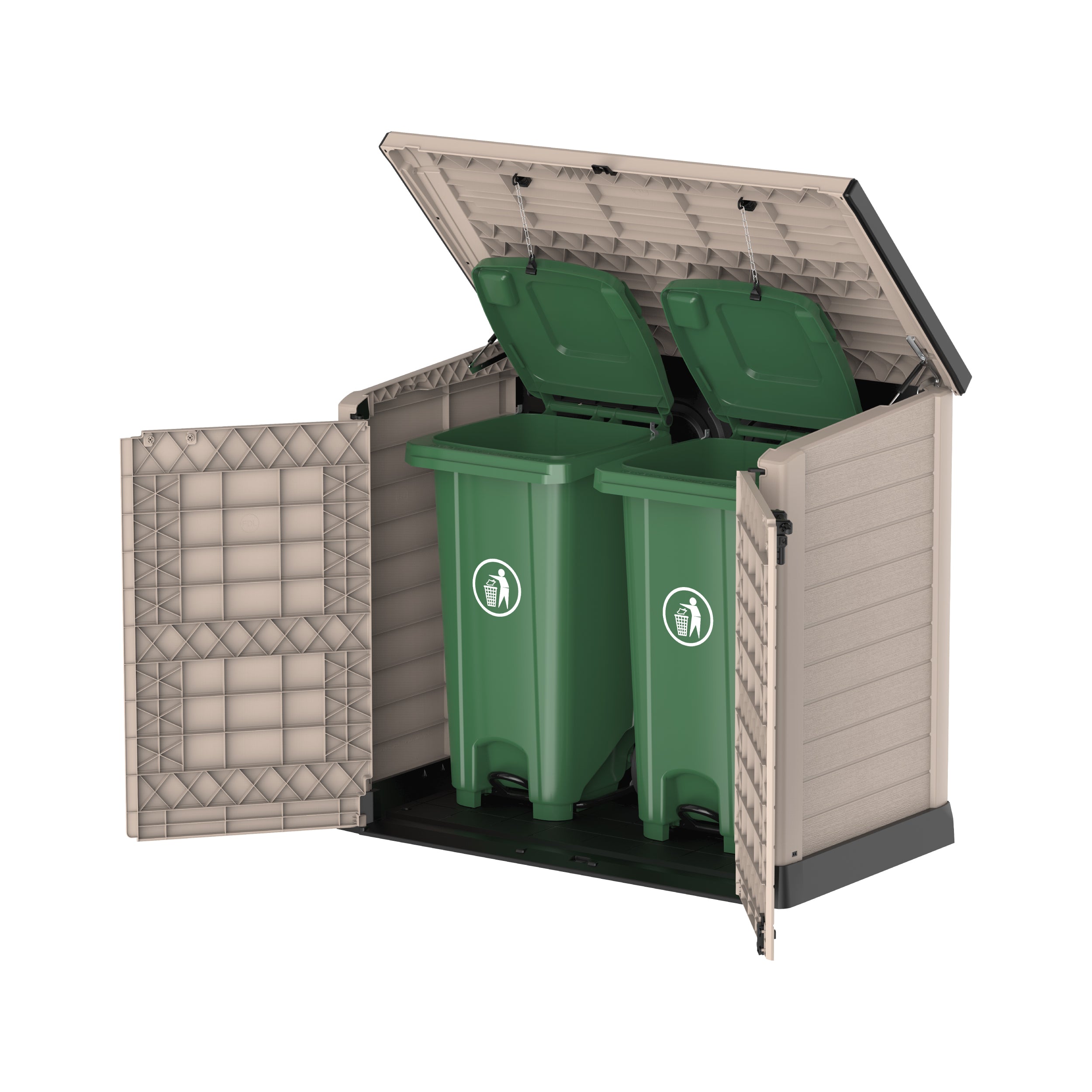 1200L Small Storage Shed with Flat Lid Waste Bin Storage