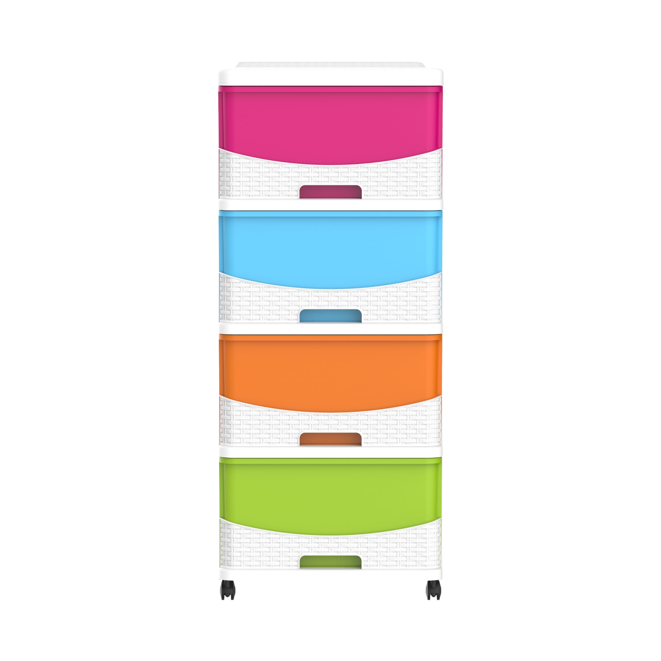 4 Tiers Storage Cabinet with Drawers & Wheels