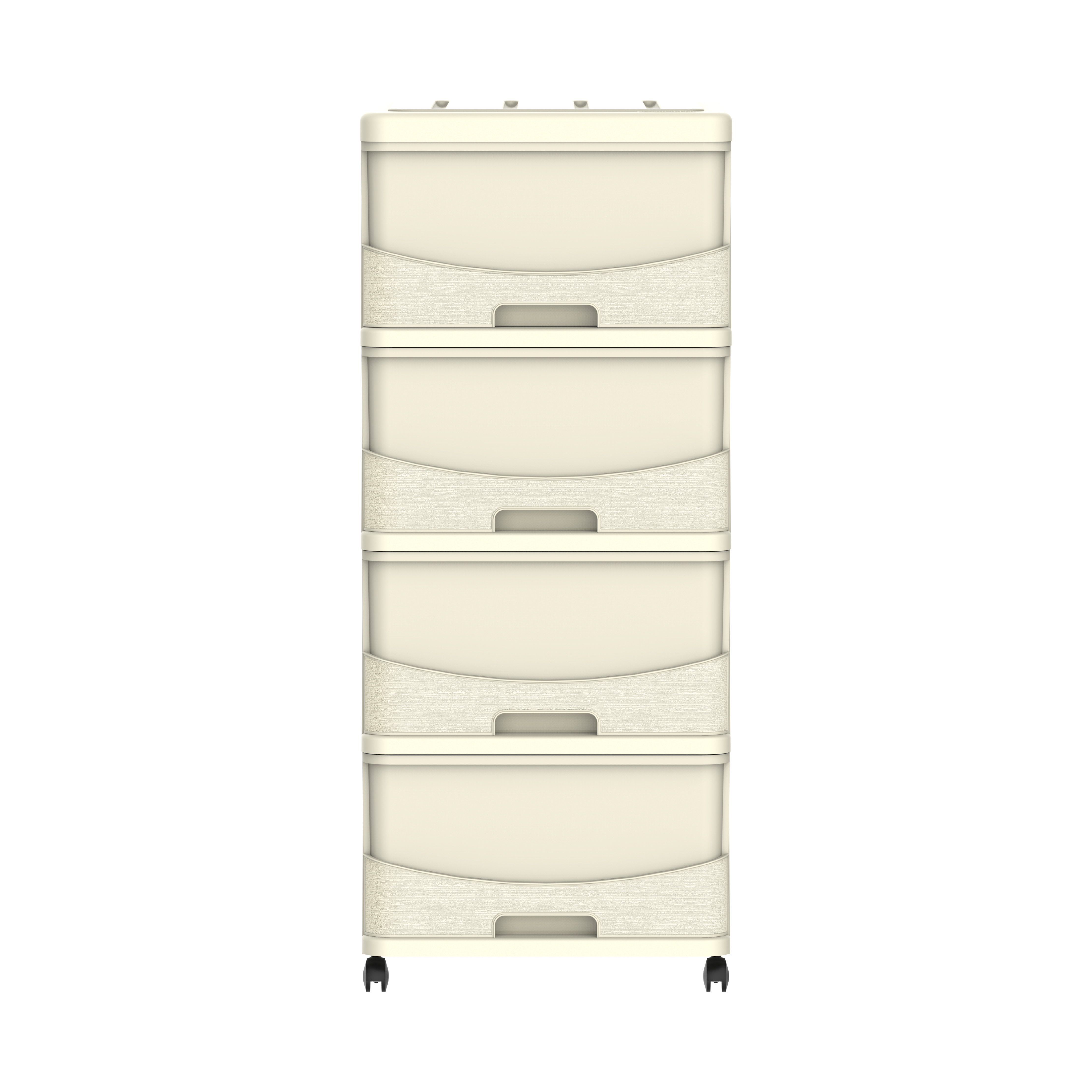 Cedargrain 4 Tiers Storage Cabinet with Drawers & Wheels