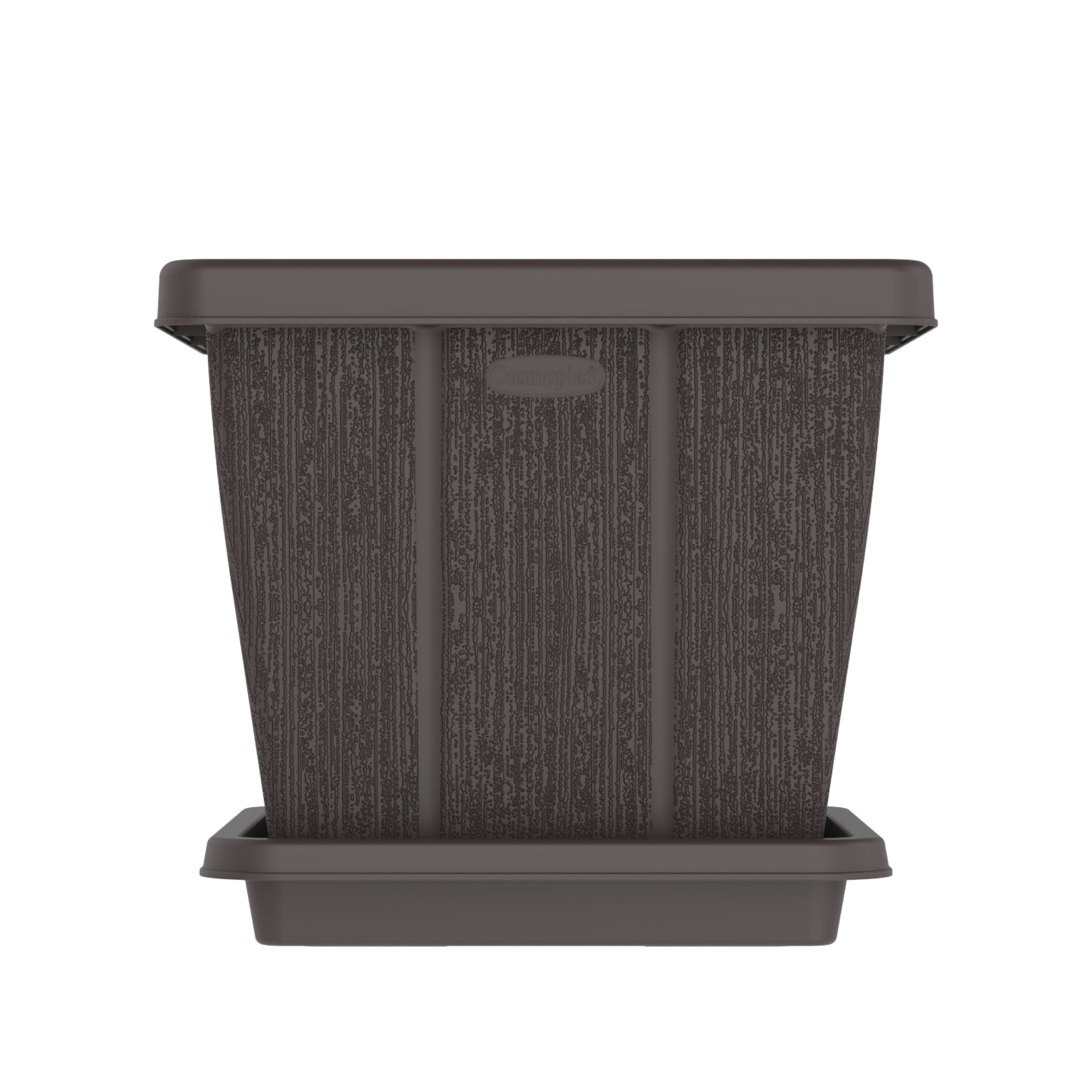 Cosmoplast Cedargrain Plastic Square Planters with Tray 30L ...