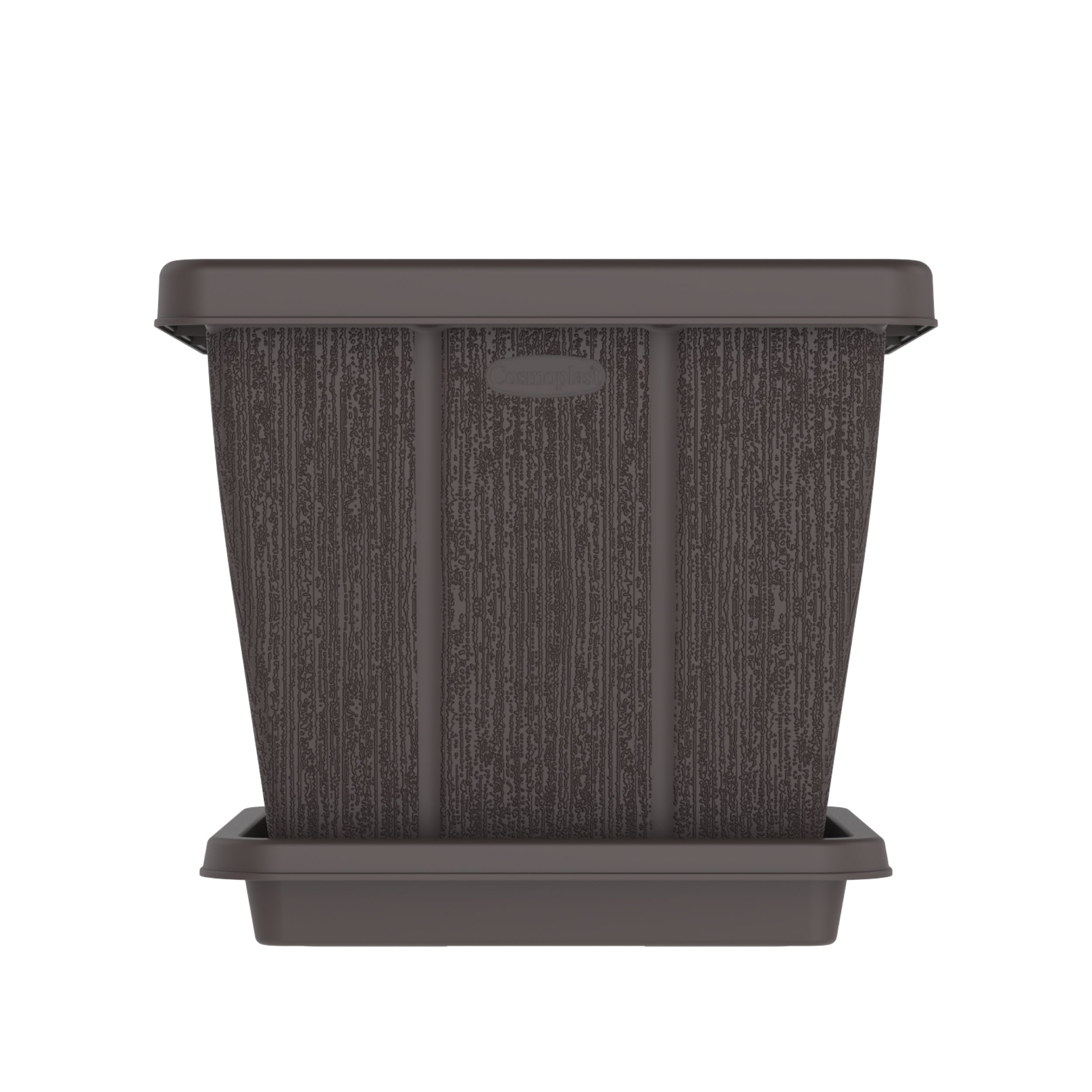 Cosmoplast UAE 30L Cedargrain Square Planter with Tray