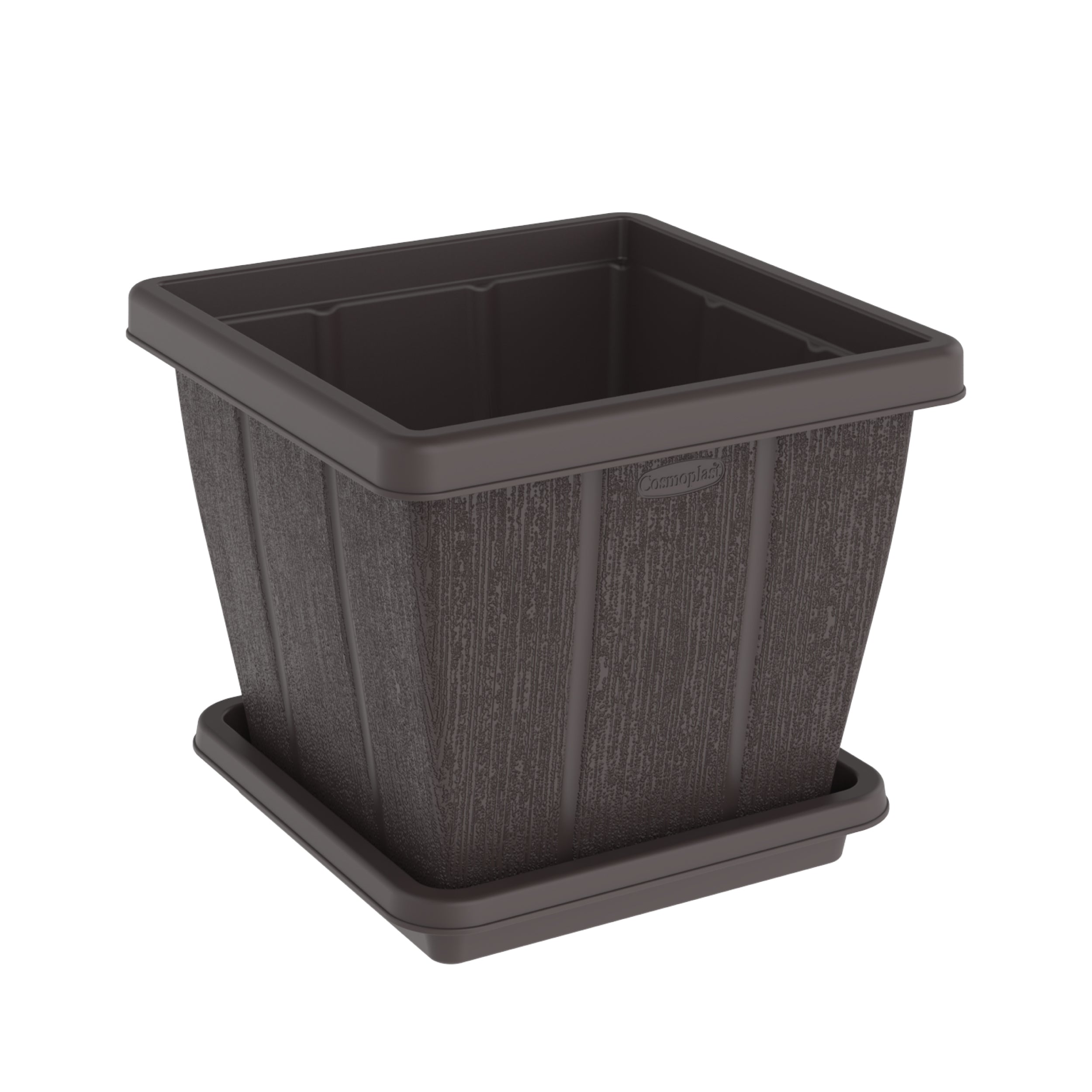 Cosmoplast UAE 30L Cedargrain Square Planter with Tray