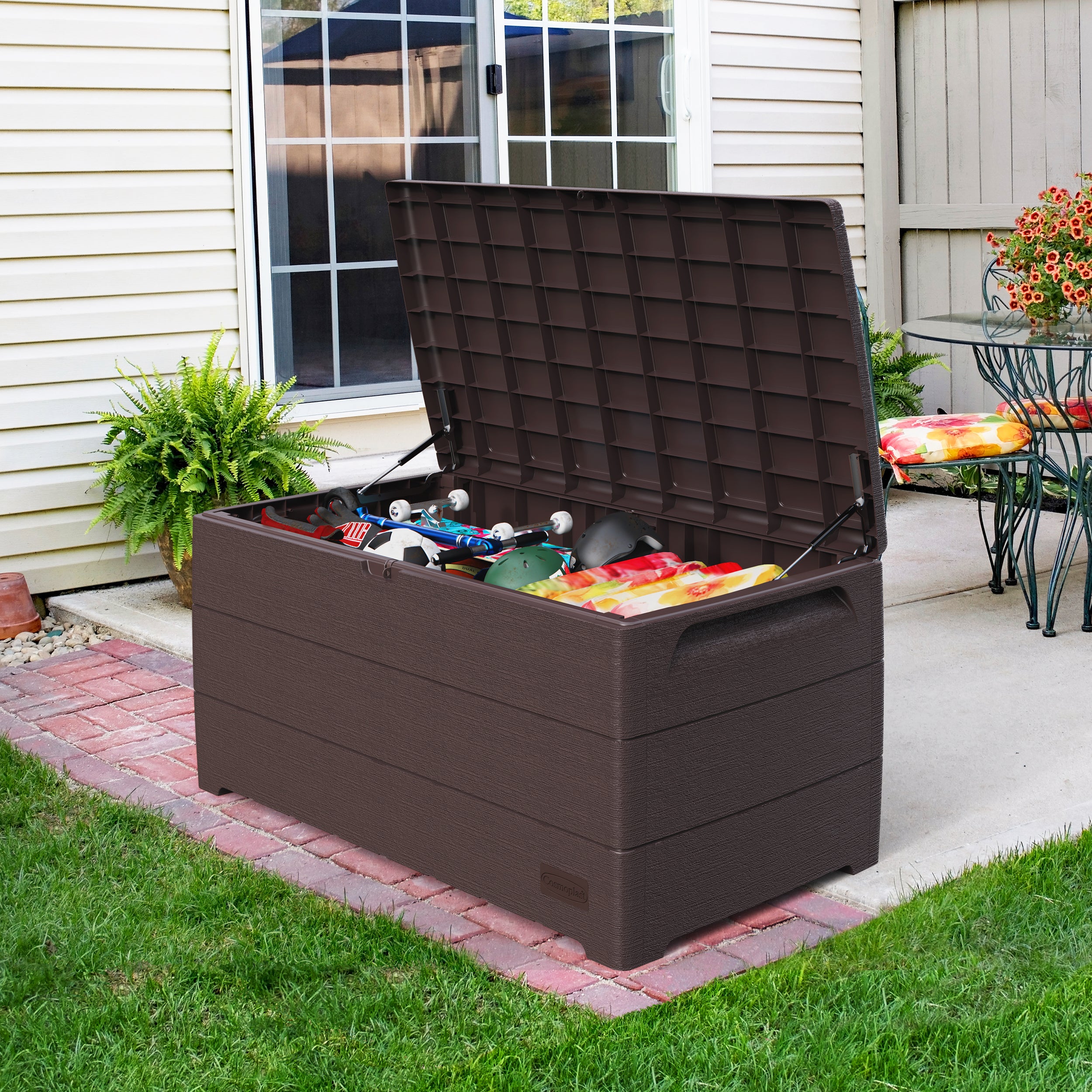 Cedargrain 416L Outdoor Deck Storage Box- Cosmoplast UAE