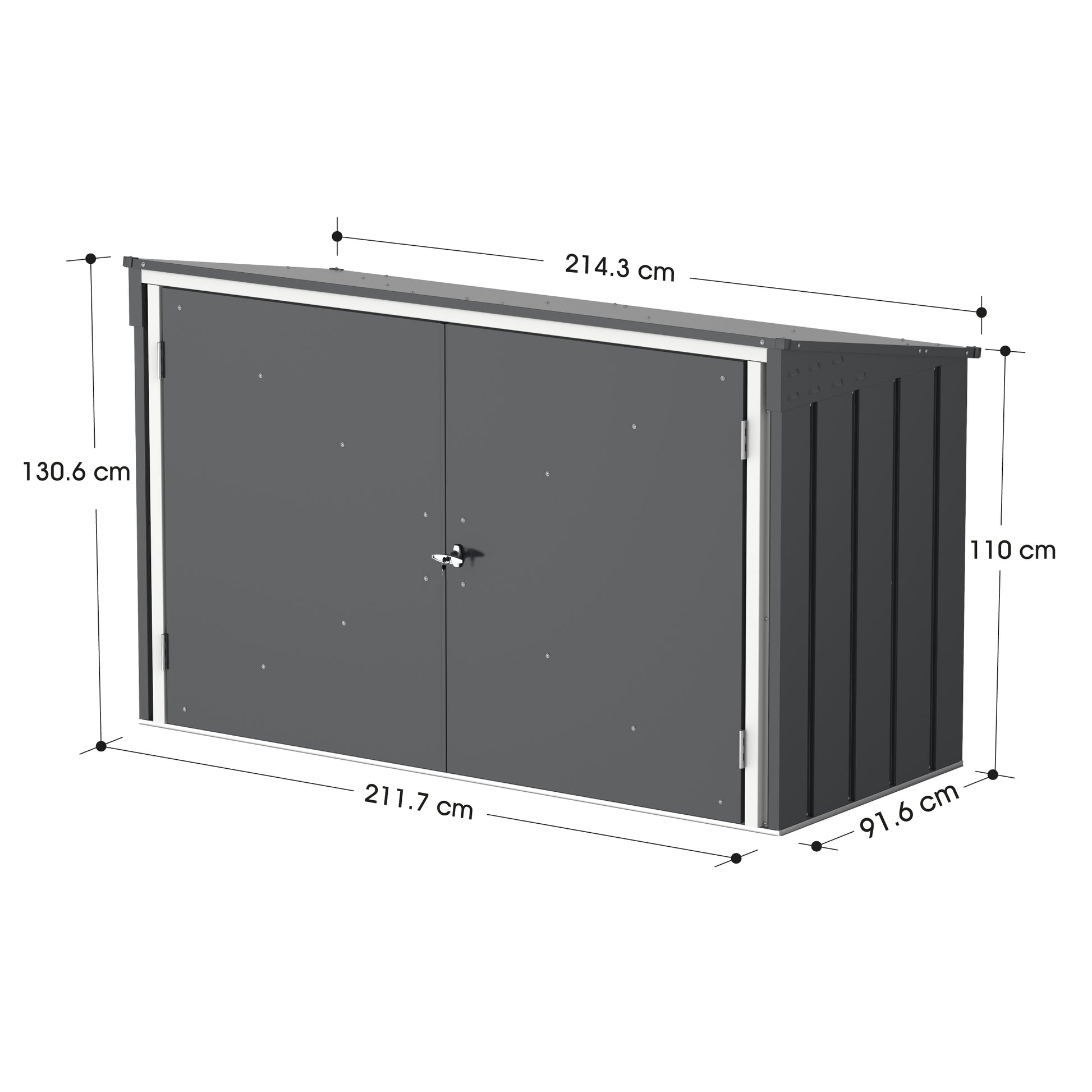 Cosmoplast 7x3ft Garbage Steel Small Shed with Flat Lid