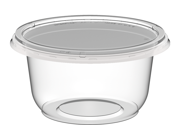 200 ml Pack of 40 IC20 Plastic White Containers with Clear Lids