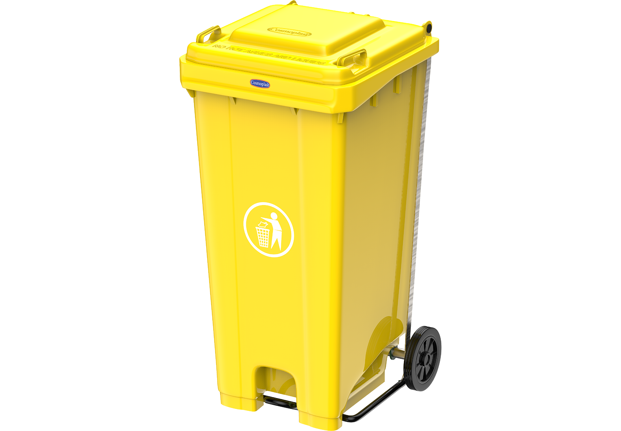 120L Industrial Waste Bin with Pedal & Wheels