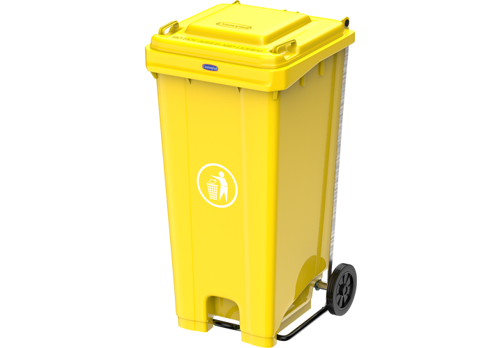 120L Industrial Waste Bin with Pedal & Wheels