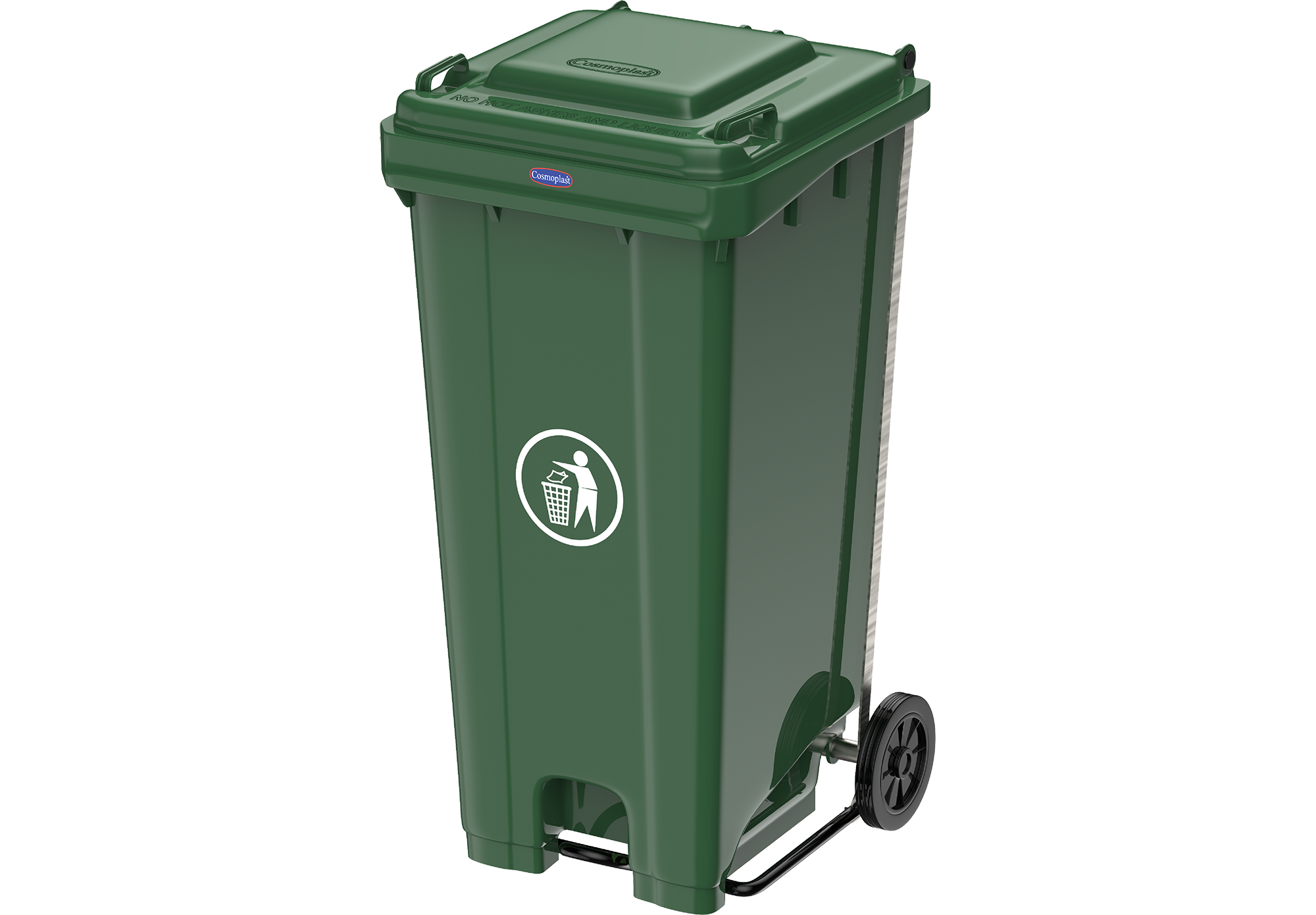 120L Industrial Waste Bin with Pedal & Wheels