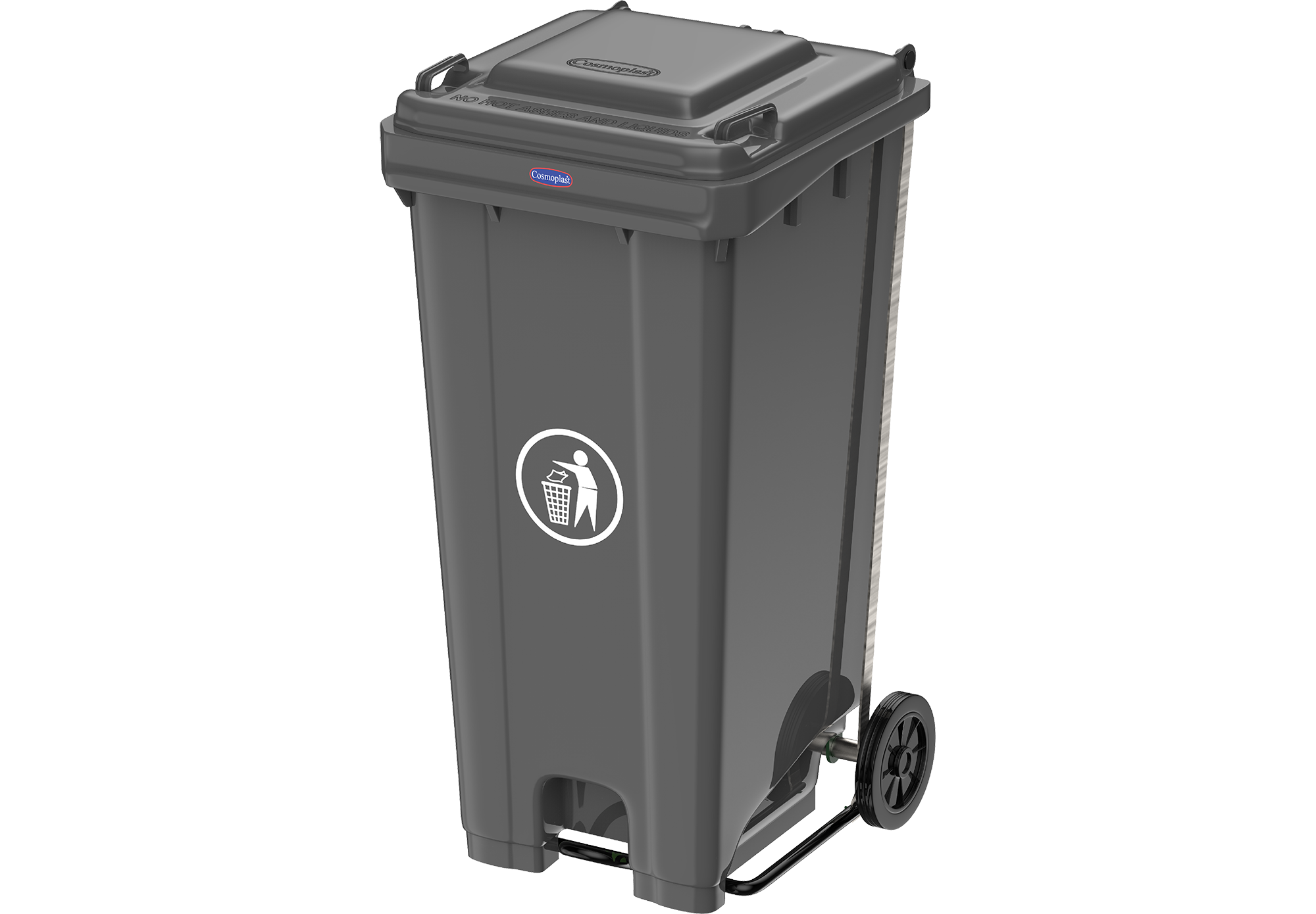 120L Industrial Waste Bin with Pedal & Wheels