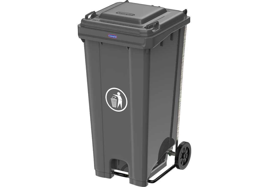 120L Industrial Waste Bin with Pedal & Wheels