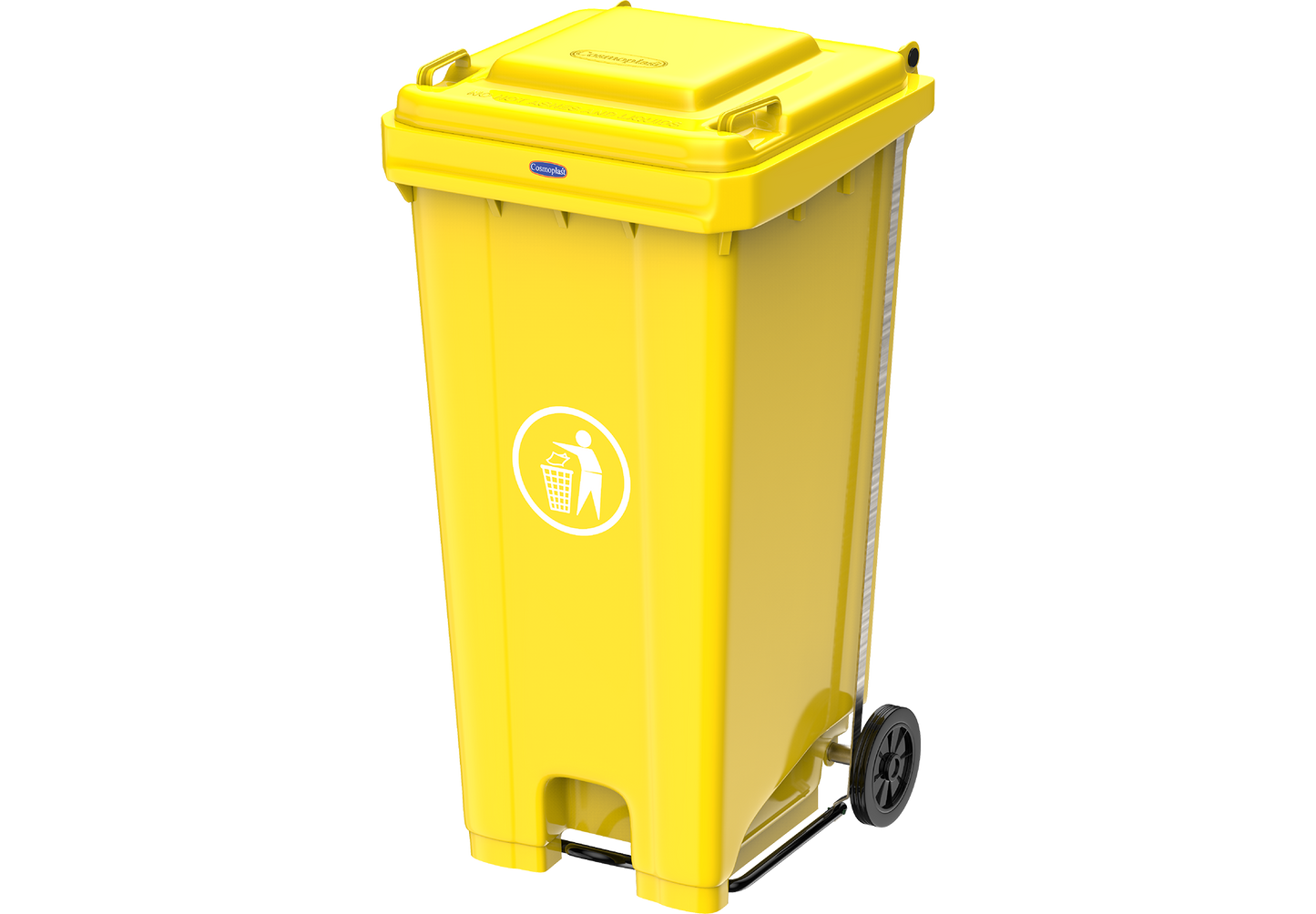 Industrial Waste Bin with Pedal & Wheels Yellow