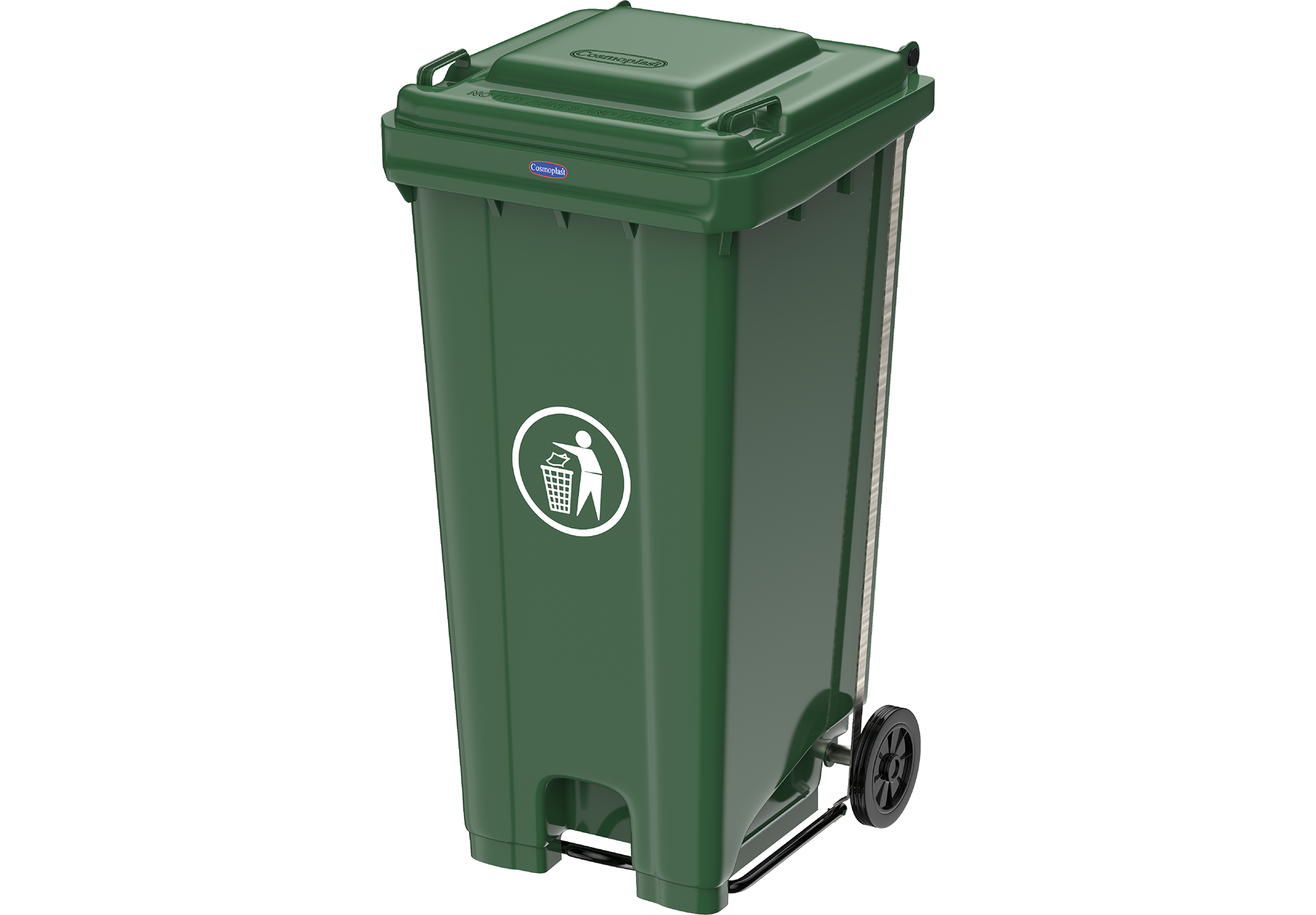 Industrial Waste Bin with Pedal & Wheels Green