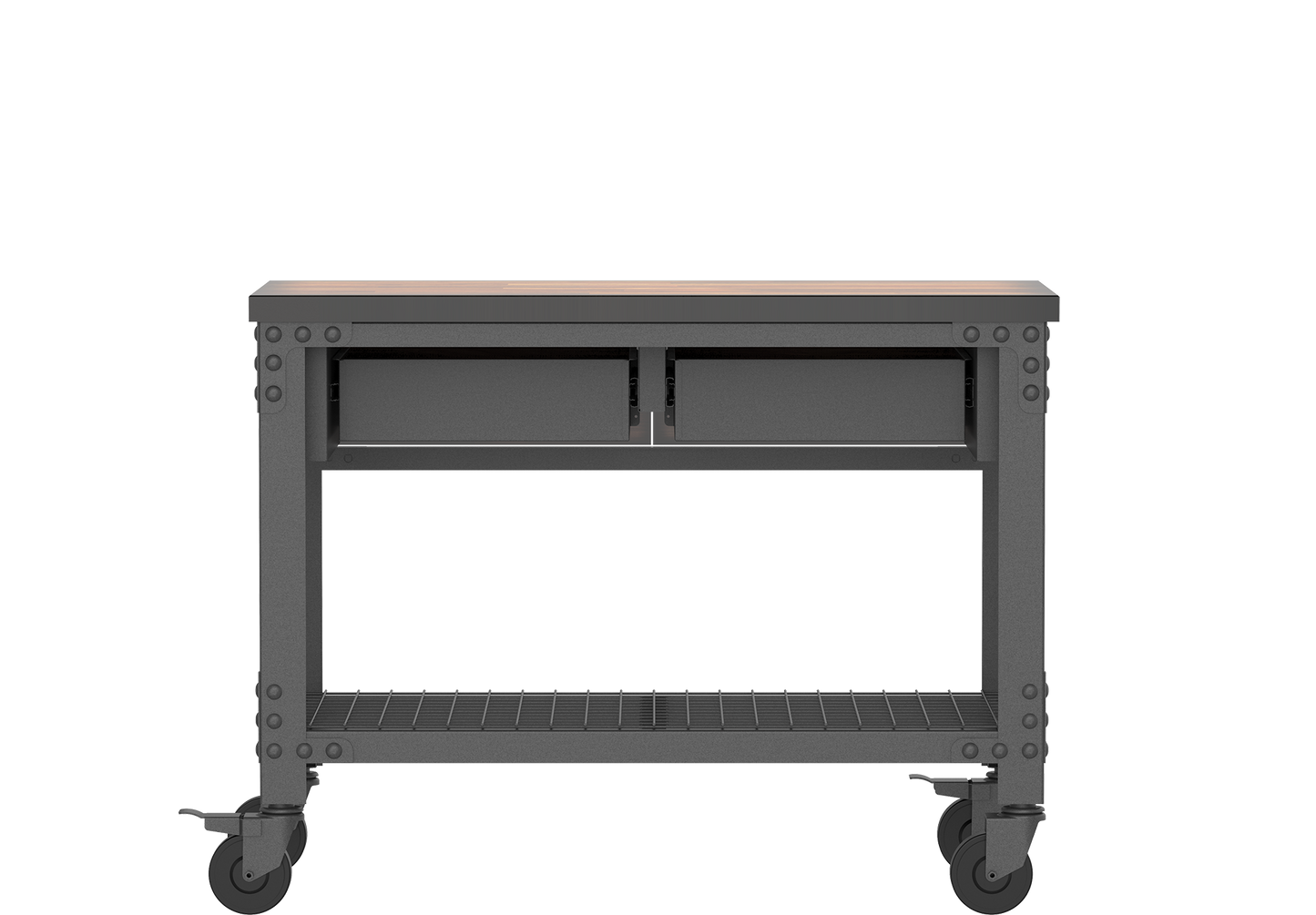 Wood Workbench with Wheels & Steel Frame