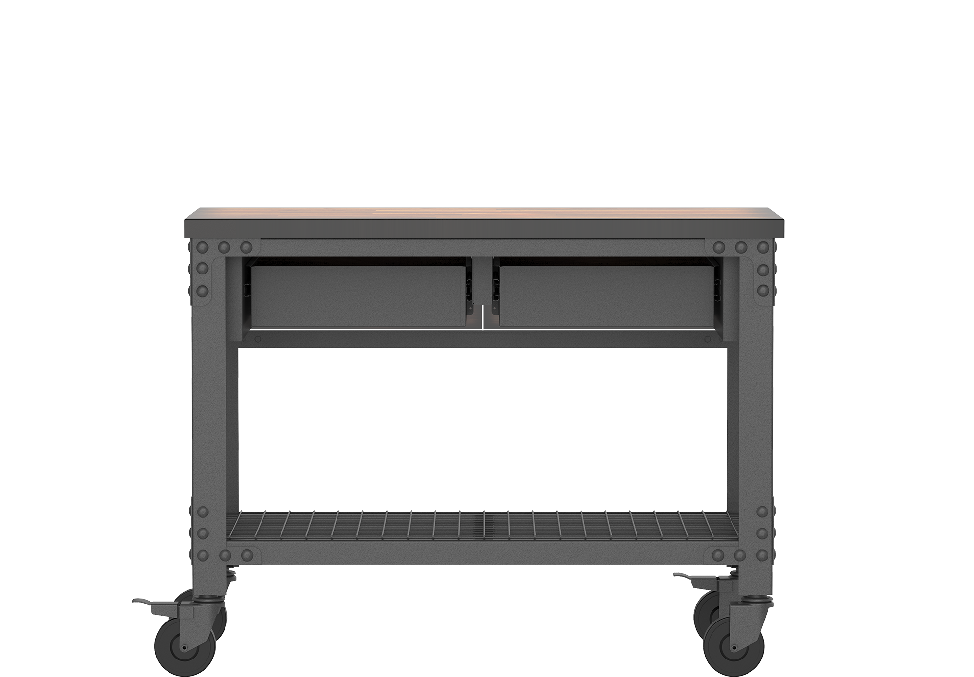 Wood Workbench with Wheels & Steel Frame