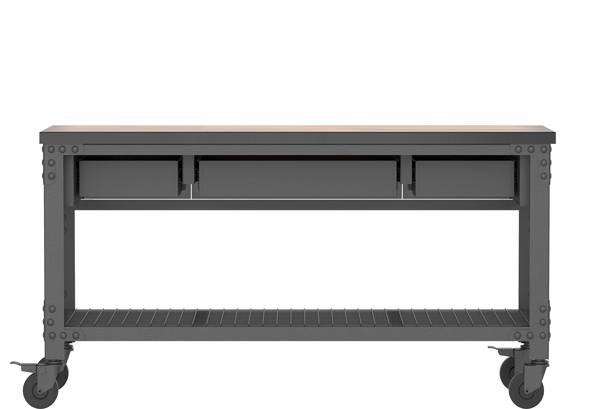 Wood Workbench with Wheels & Steel Frame