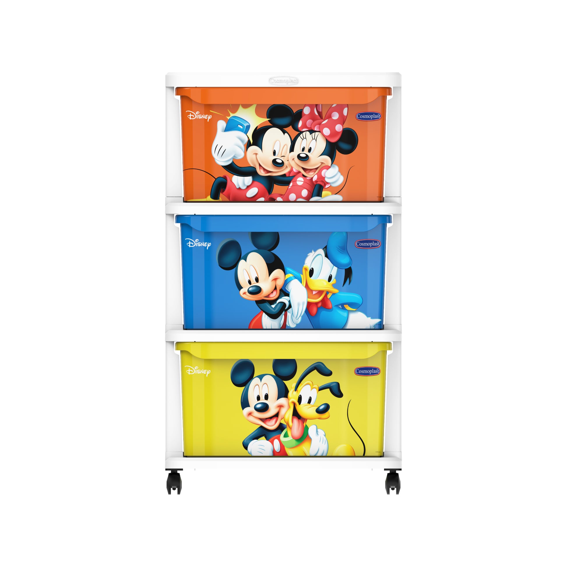 Cosmoplast Disney Mickey & Friends Boys Multipurpose Storage Cabinet 3 with Wheels