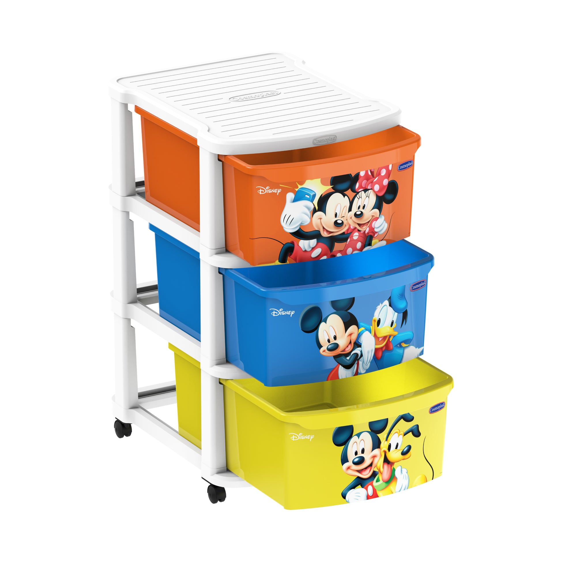 Cosmoplast Disney Mickey & Friends Boys Multipurpose Storage Cabinet 3 with Wheels