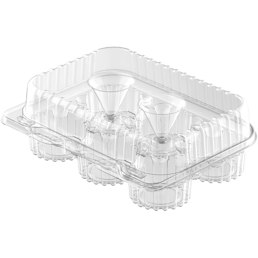 6 Compartments Pack of 10 Clear Muffin Containers with Lids