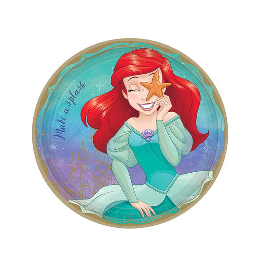 22 cm Princess Ariel Round Paper Plates Pack of 8