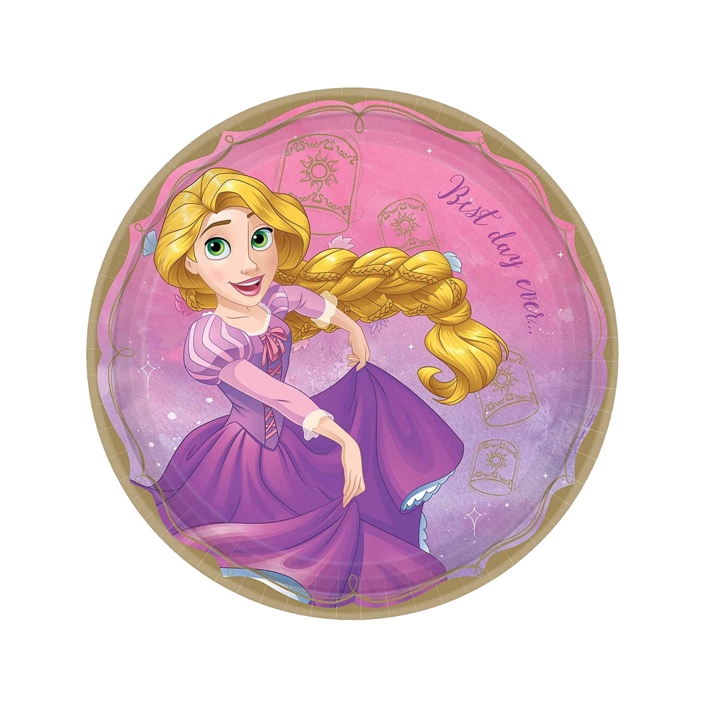 22 cm Princess Rapunzel Round Paper Plates Pack of 8