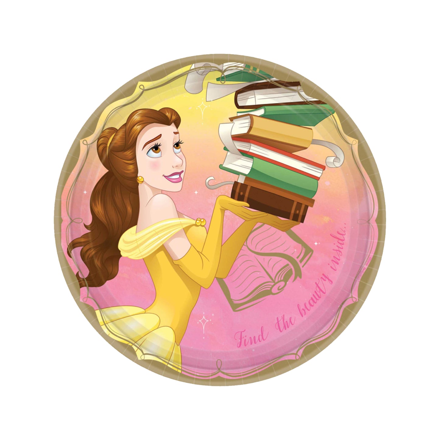 22 cm Princess Belle Round Paper Plates Pack of 8