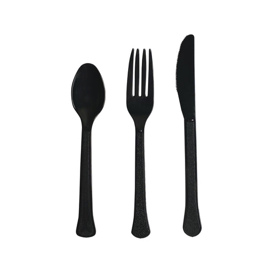 Jet Black Assorted Cutlery Pack of 24