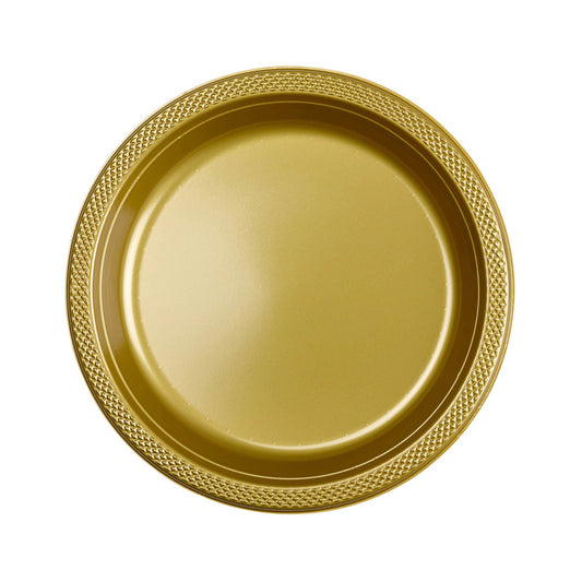 1 Compartment Pack of 20 Gold 26 cm Plastic Plates