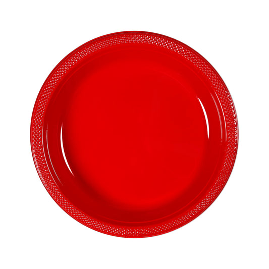 1 Compartment Pack of 20 Red 26 cm Plastic Plates
