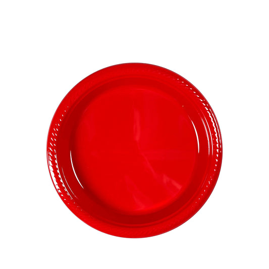 1 Compartment Pack of 20 Red 22 cm Plastic Plates