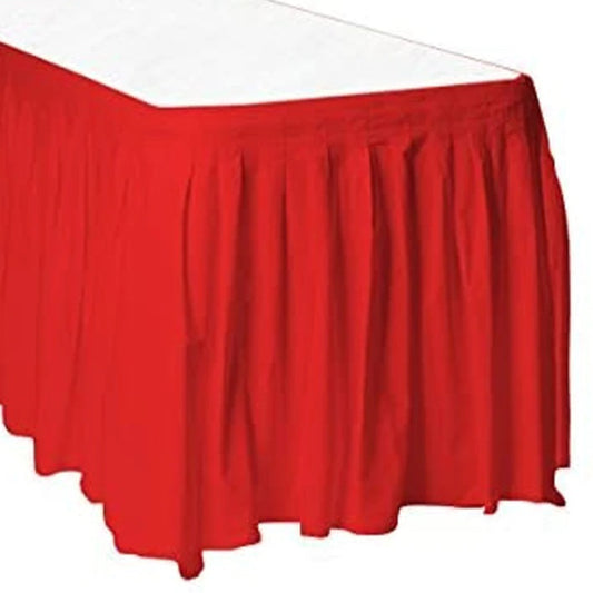 Rectangular Plastic Table Skirt Red 36 x 74 cm Pack of 1