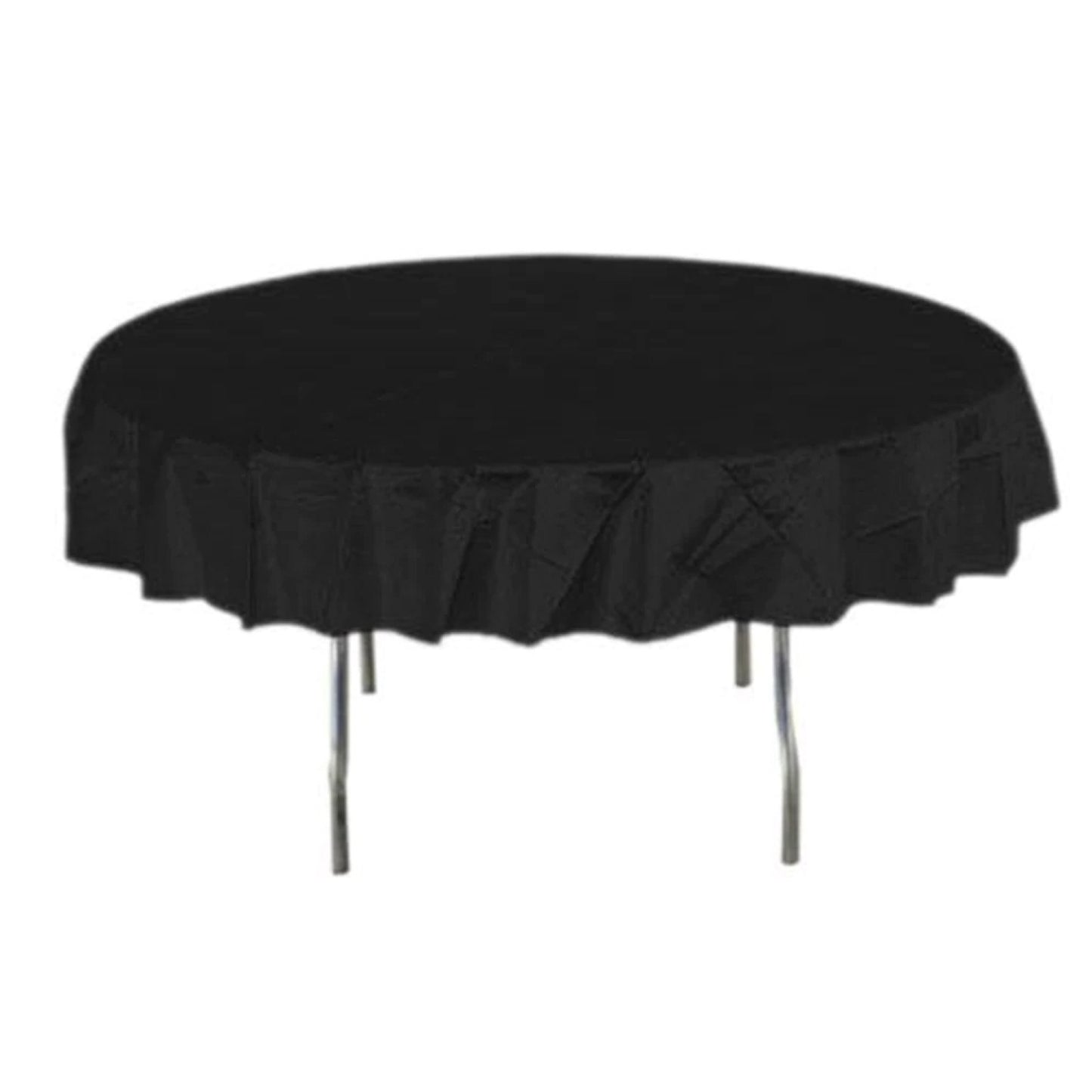 Round Plastic Table Skirt Jet Black 213 cm Pack of 1