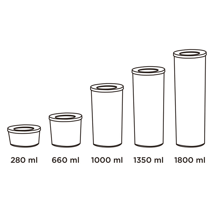 Lock2Go Round Fliplock Canisters 5 Pcs. Set