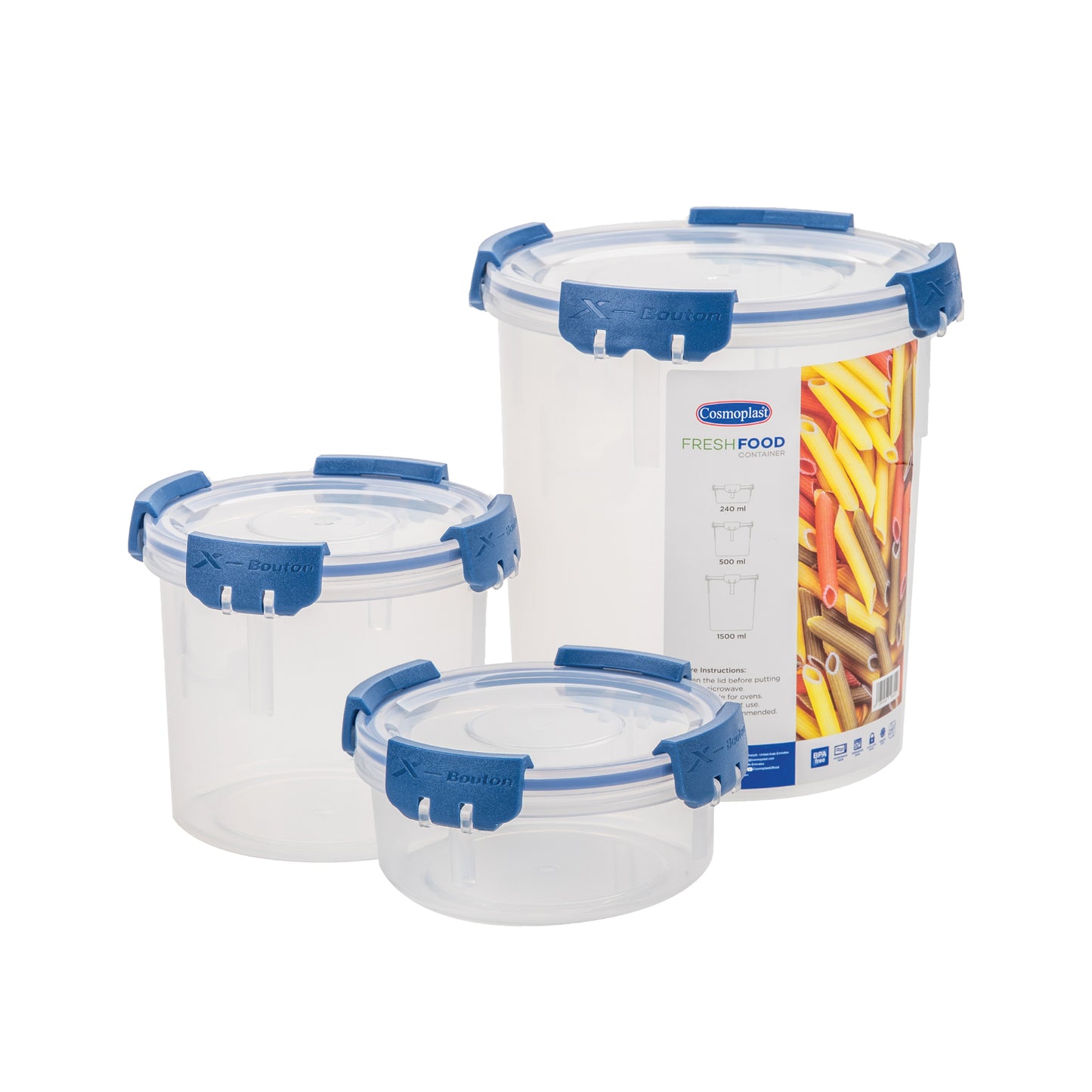 Lock2Go Round Food Lock Containers 3 Pcs. Set